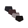 PIECES Pieces Women's Hipster PCLOGO 4-Pack Solid Purple-Brown/Striped/Leopard Print Black