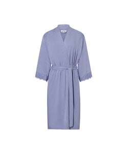 Ten Cate Dames Kimono Ochtendjas Met Kant Viscose Effen Lichtblauw
