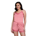 Ten Cate Ten Cate Dames Korte Pyjama Set Shortama Met Kant V-Hals Viscose Roze