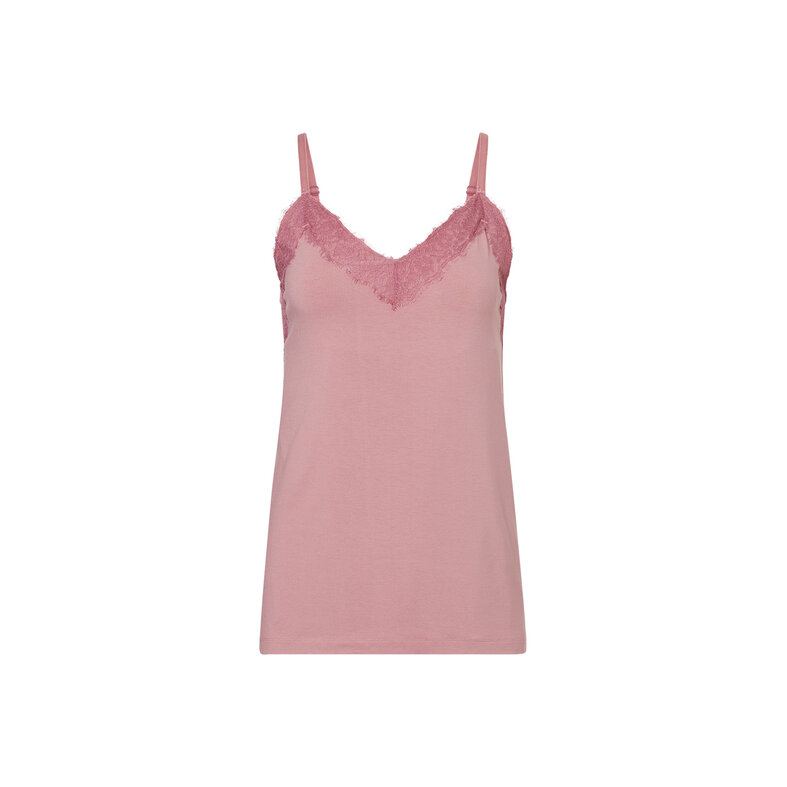 Ten Cate Ten Cate Dames Korte Pyjama Set Shortama Met Kant V-Hals Viscose Roze