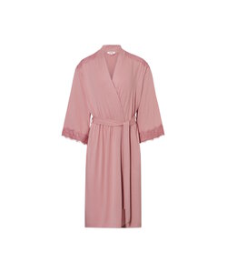 Ten Cate Women's Kimono Robe with Lace Viscose Solid Pink