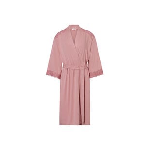 Ten Cate Dames Kimono Ochtendjas Met Kant Viscose Effen Roze