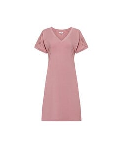 Ten Cate Dames Lang Nachthemd Korte Mouw Viscose Effen Roze