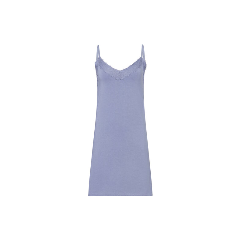 Ten Cate Ten Cate Dames Negligé Nachthemd Met Kant V-Hals Viscose Lichtblauw
