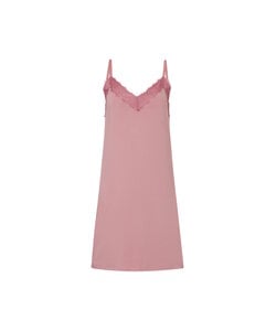 Ten Cate Dames Negligé Nachthemd Met Kant V-Hals Viscose Roze