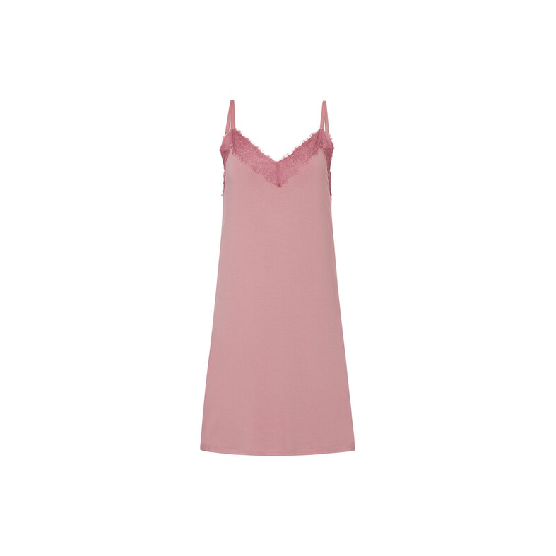 Ten Cate Ten Cate Dames Negligé Nachthemd Met Kant V-Hals Viscose Roze