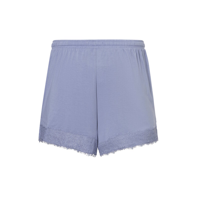 Ten Cate Ten Cate Dames Korte Pyjama Set Shortama Met Kant V-Hals Viscose Lichtblauw