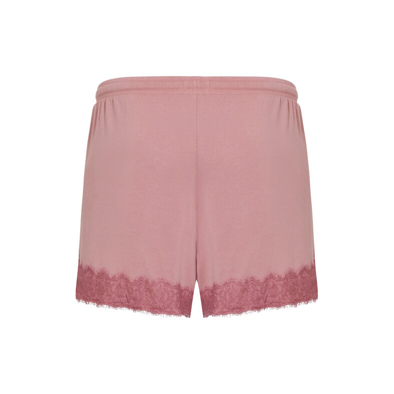 Ten Cate Ten Cate Dames Korte Pyjama Set Shortama Met Kant V-Hals Viscose Roze