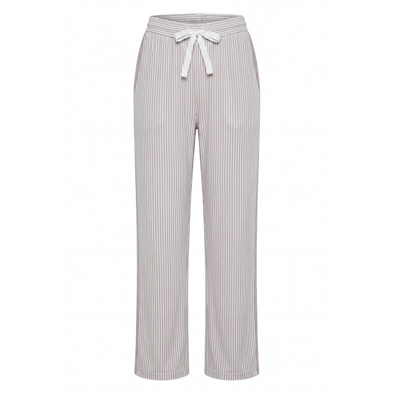 By Louise By Louise Ladies Pajama Set Long-Sleeve Cotton Striped Lilac