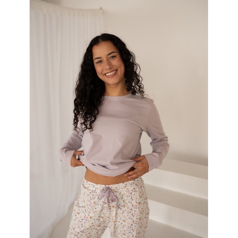By Louise By Louise Ladies Pajama Set Long-Sleeve Cotton Floral Lilac