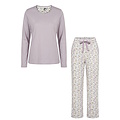 By Louise By Louise Dames Pyjama Set Lang Katoen Gebloemd Lila