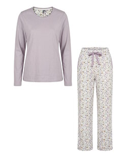 By Louise Ladies Pajama Set Long-Sleeve Cotton Floral Lilac