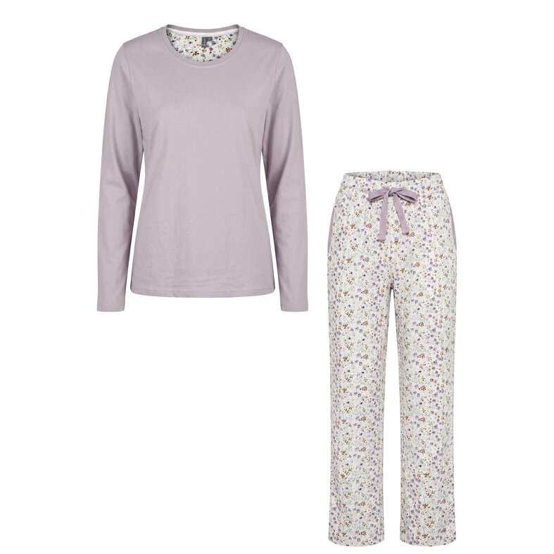 By Louise By Louise Ladies Pajama Set Long-Sleeve Cotton Floral Lilac