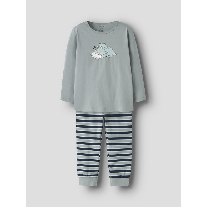 Name It Name It Jongens Lange Pyjama Set NMMRYNDQ Turquoise Dinosaurus Print/Gestreept