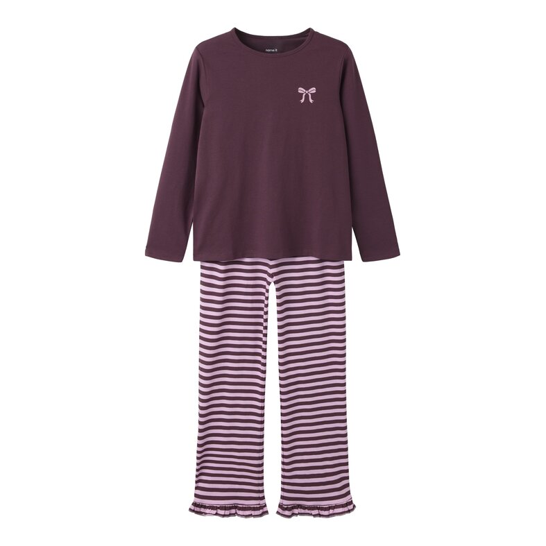 Name It Name It Meisjes Lange Pyjama Set Giftbox NKFREAQ Paars Gestreept/Strik Print
