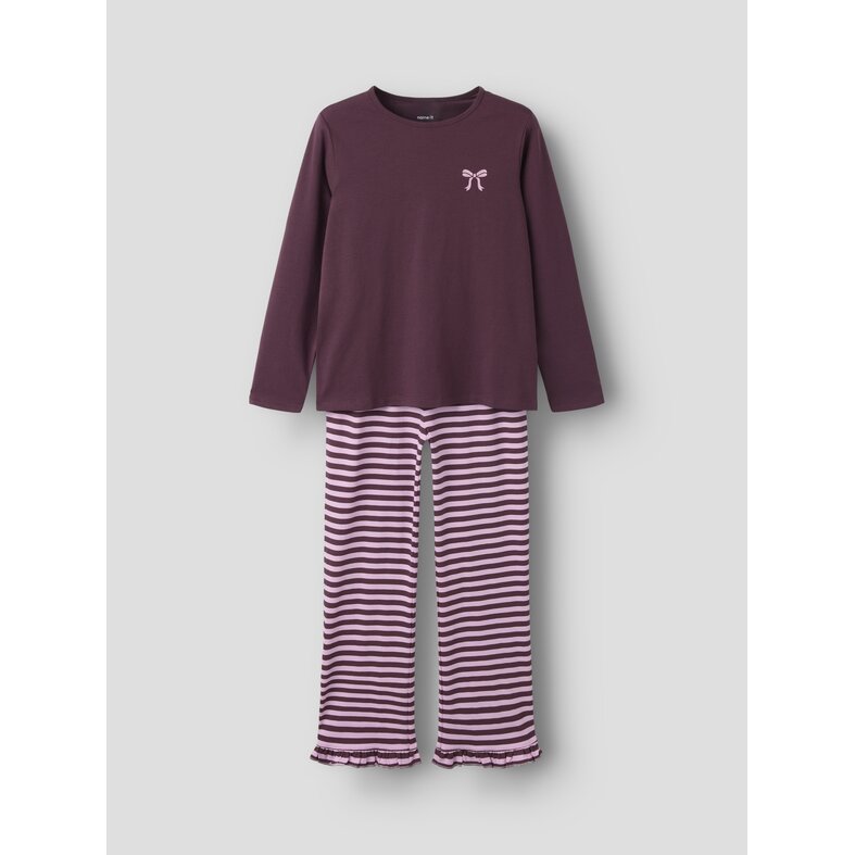 Name It Name It Meisjes Lange Pyjama Set Giftbox NKFREAQ Paars Gestreept/Strik Print