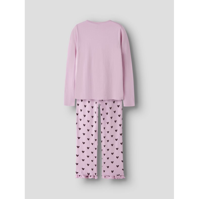 Name It Name It Meisjes Lange Pyjama Set NKFREAQ Roze Hartjes Print