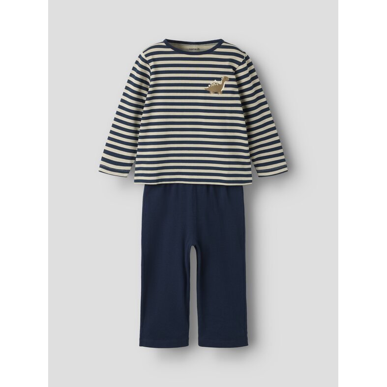Name It Name It Jongens Lange Pyjama Set Giftbox NMMRYNDQ Dinosaurus Print Donkerblauw/Wit Gestreept