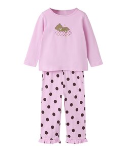 Name It Meisjes Lange Pyjama Set Giftbox NMFRANIQ Roze Beer Print/Gestipt