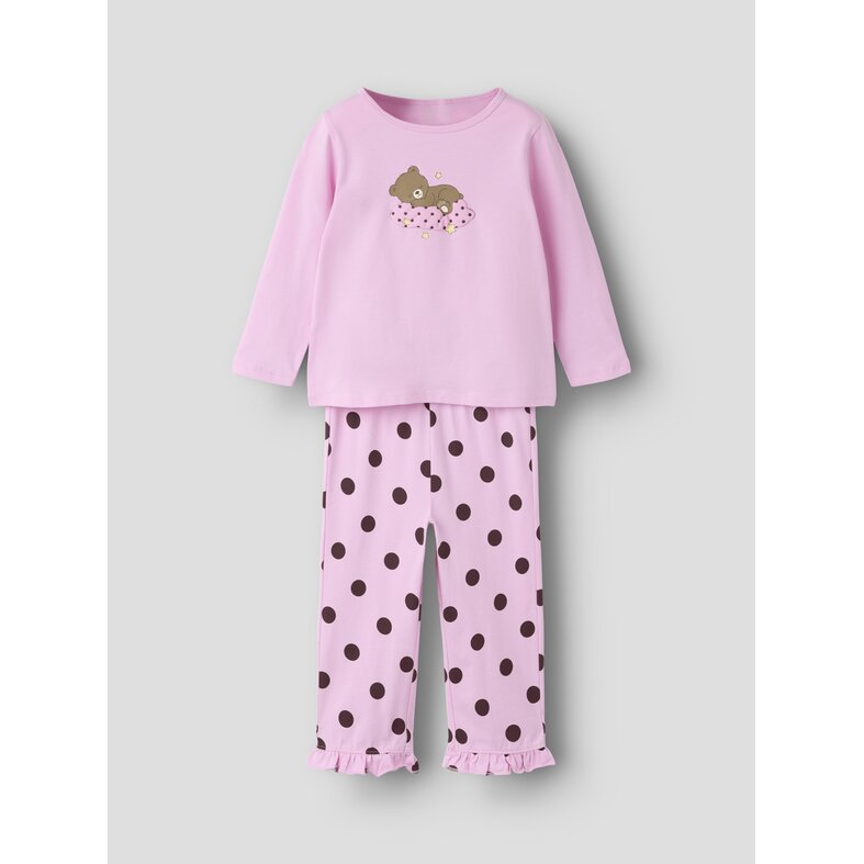 Name It Name It Meisjes Lange Pyjama Set Giftbox NMFRANIQ Roze Beer Print/Gestipt