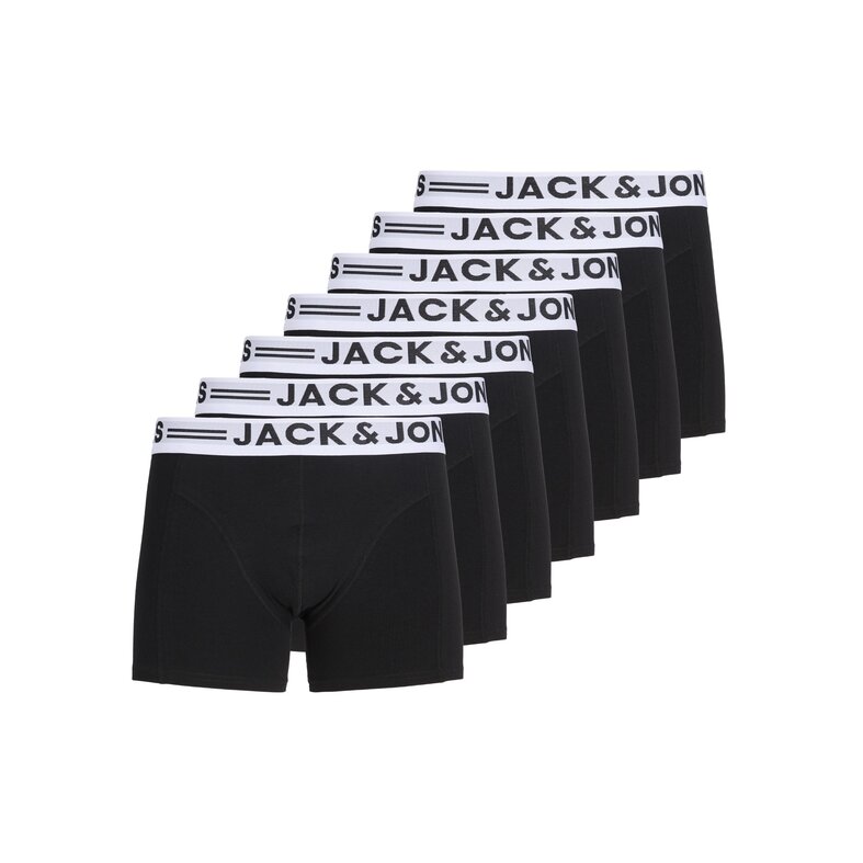 Jack & Jones Jack & Jones Heren Boxershorts Trunks JACSENSE 7-Pack Effen Zwart