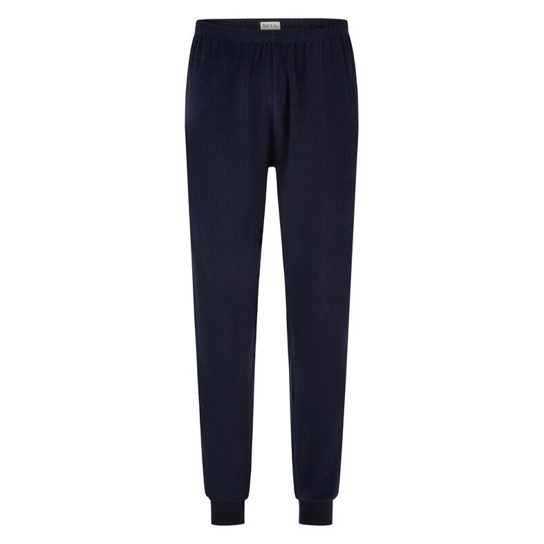 Phil & Co Phil & Co Heren Winter Pyjama Set Lang Badstof Donkerblauw Gestreept