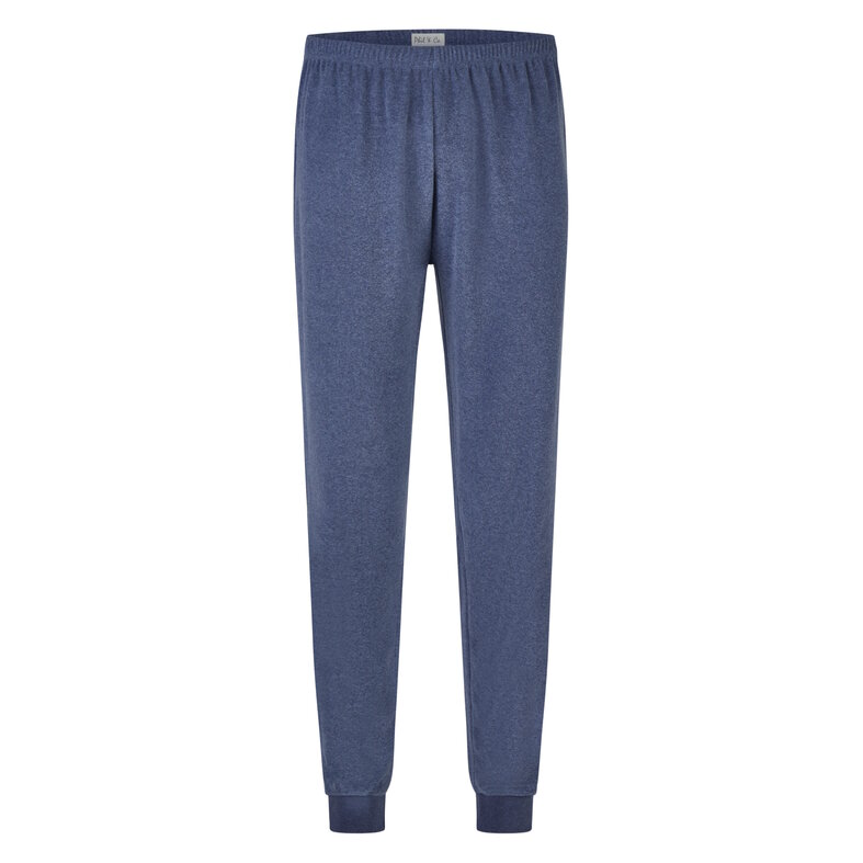 Phil & Co Phil & Co Heren Winter Pyjama Set Lang Badstof Donkerblauw/Lichtblauw Gestreept