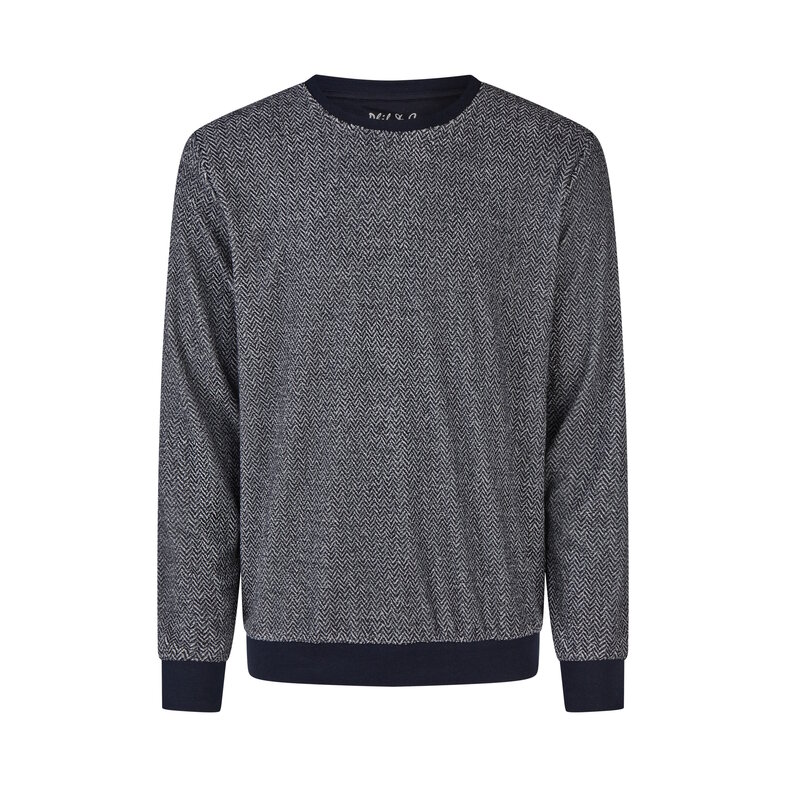 Phil & Co Phil & Co Heren Winter Pyjama Set Lang Badstof Visgraat Blauw