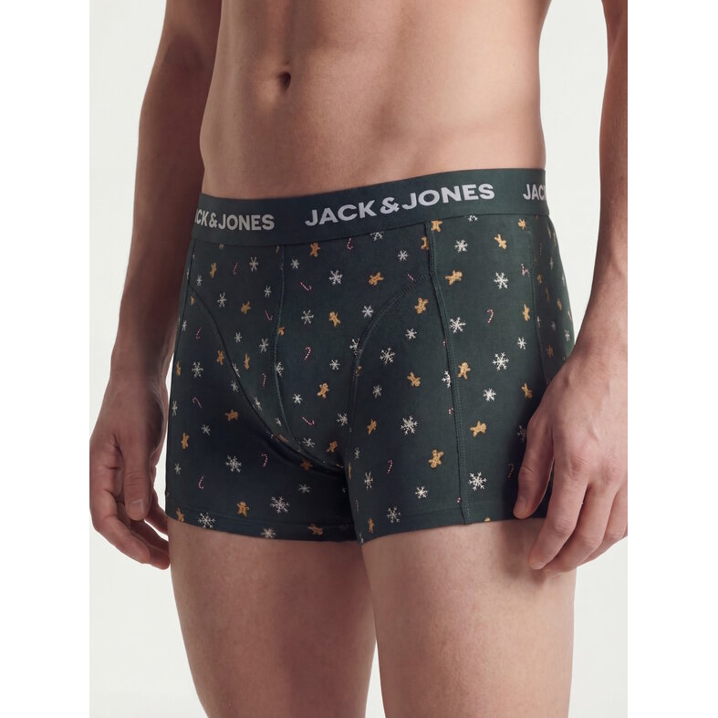Jack & Jones Jack & Jones Heren Kerst Boxershorts Trunks JACXMAS GINGERBREAD 3-Pack Donkergroen/Donkerblauw Kerst Print