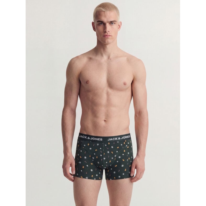 Jack & Jones Jack & Jones Heren Kerst Boxershorts Trunks JACXMAS GINGERBREAD 3-Pack Donkergroen/Donkerblauw Kerst Print