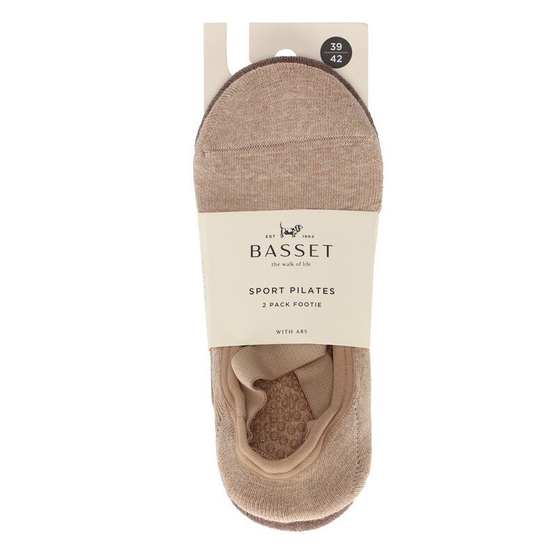 Basset Basset Women's Footies Yoga Pilates Socks Non-Slip 2-Pack Beige