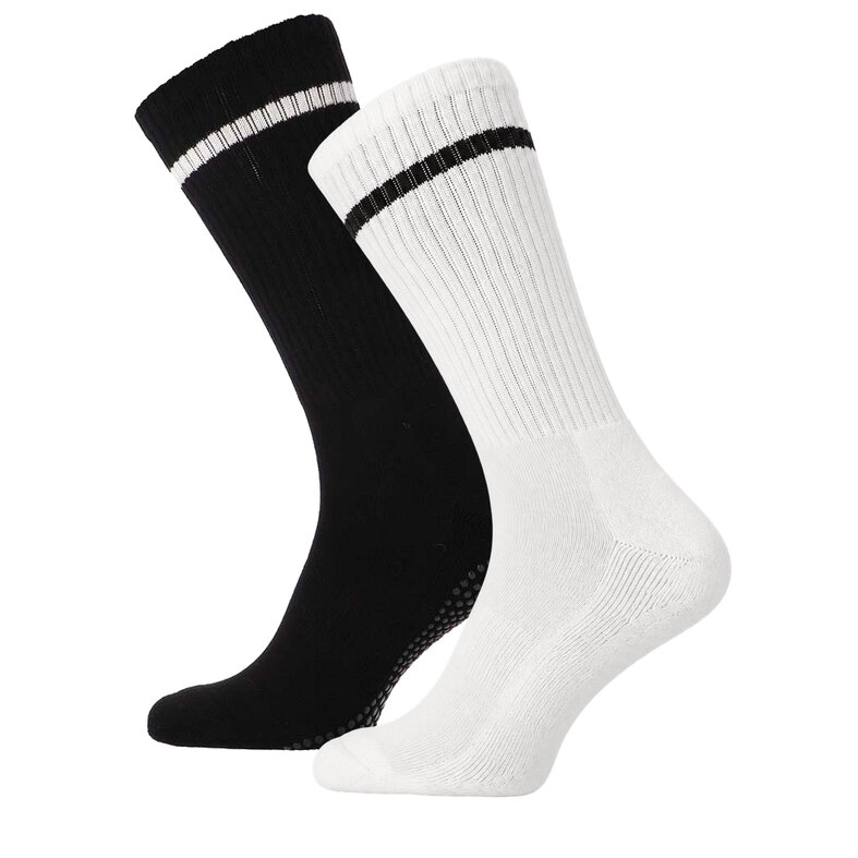 Basset Basset Women's Non-Slip Yoga & Pilates Socks 2-Pack Black/White