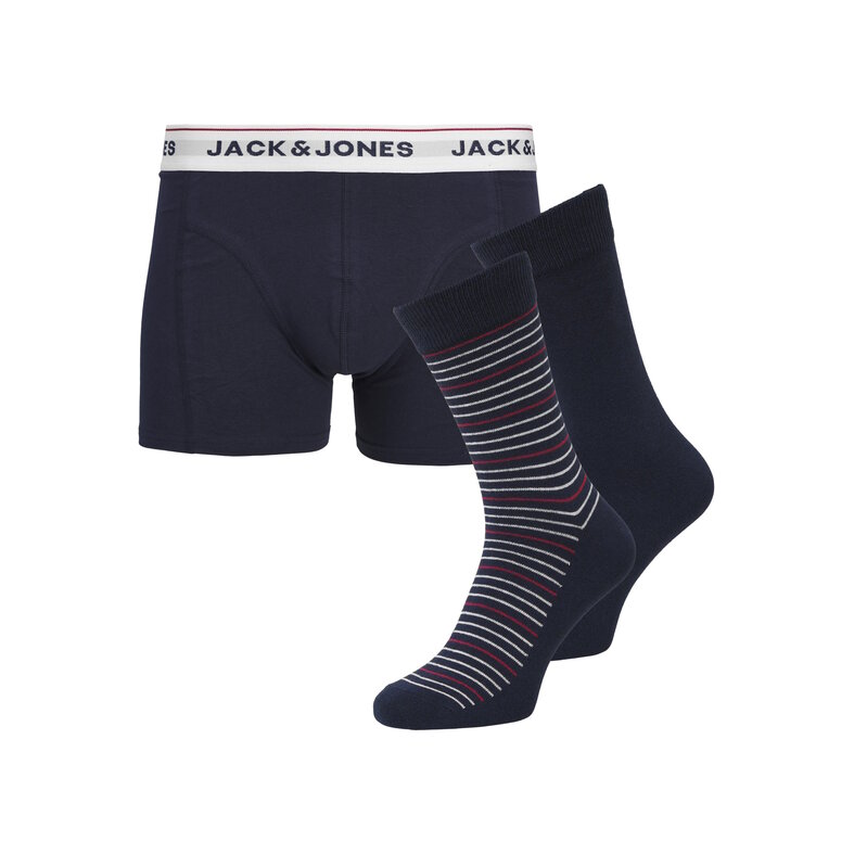 Jack & Jones Jack & Jones Men's Plus Size Gift Set Socks + Boxer Shorts JACORDINARY Dark Blue Solid/Striped