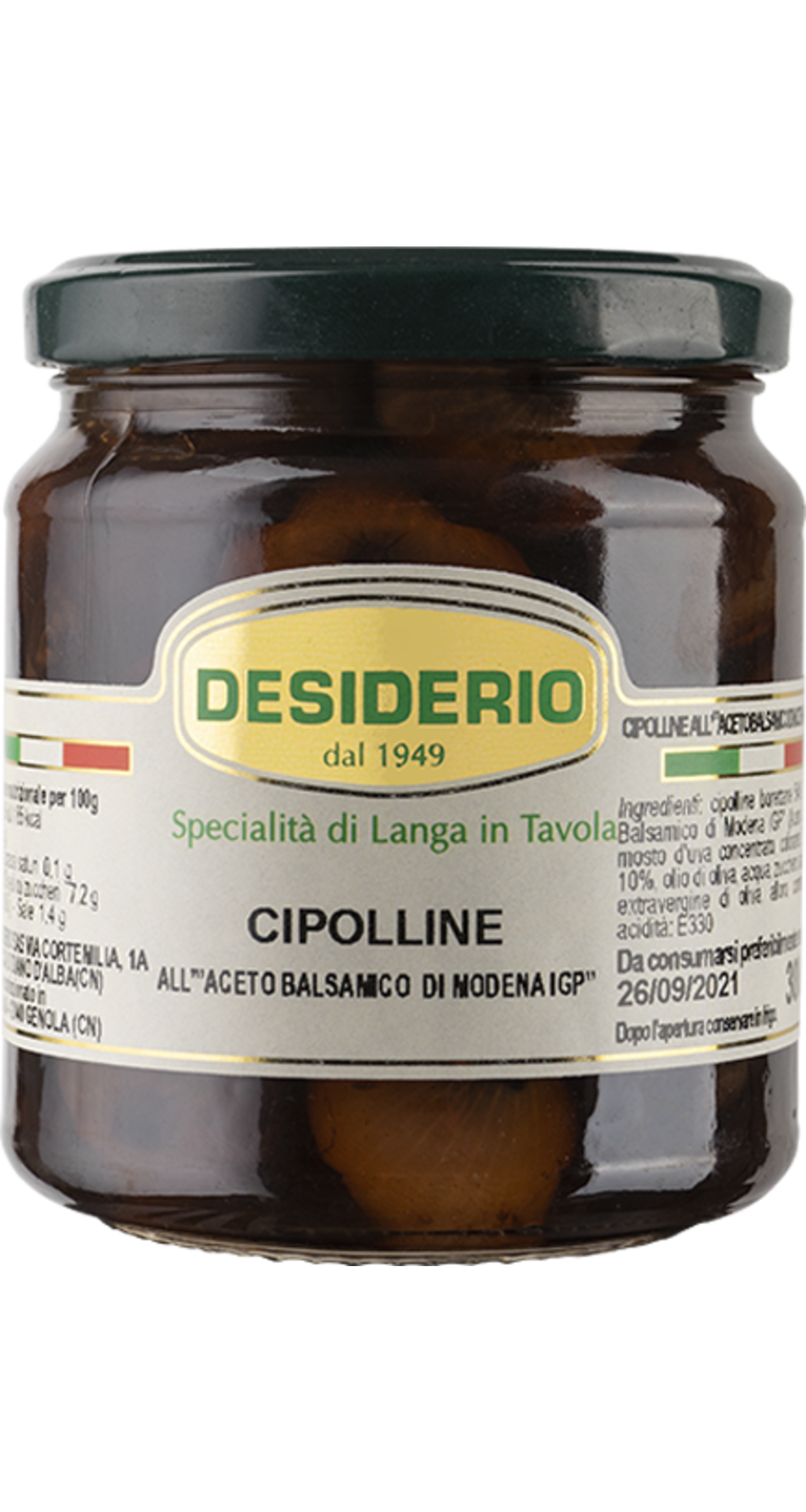 Desiderio, originele Italiaanse producten. Borettane  uien met Balsamico di Modena ipv, inhoud pot 300 gram