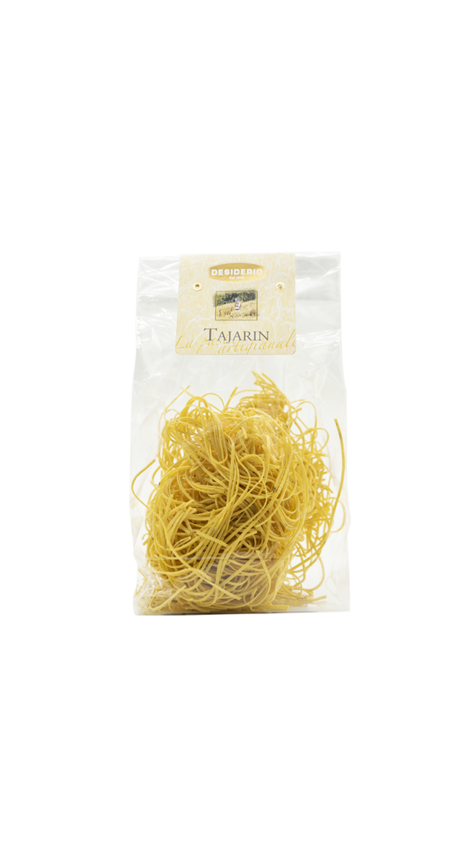 Desiderio, originele Italiaanse producten. Tajarin met witte truffel, hand gemaakte eierpasta. Inhoud zak 250 gram.