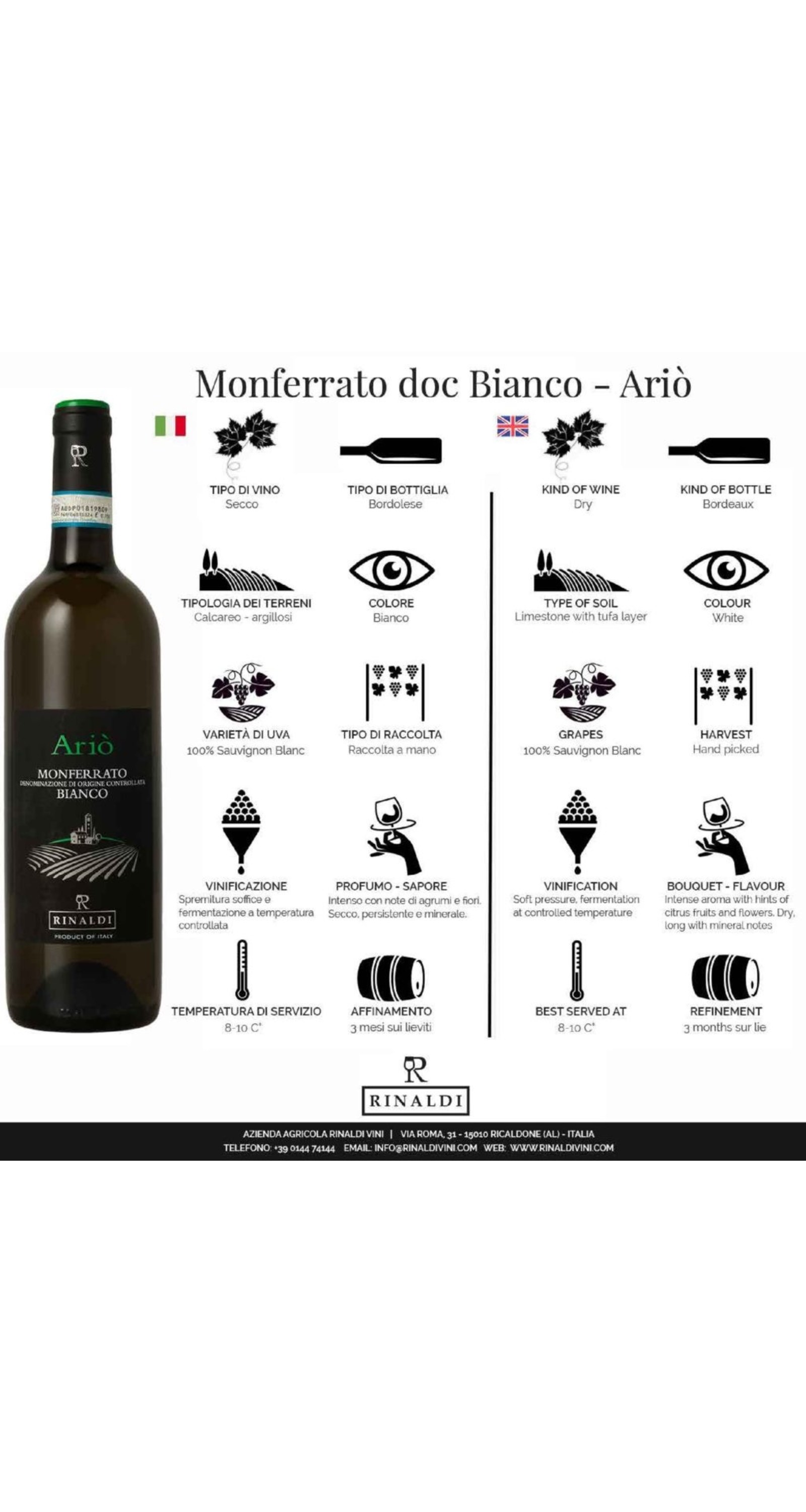 Rinaldi Piemonte Wijnen Cortese dell'Alto Monferrato  2015 750 ml