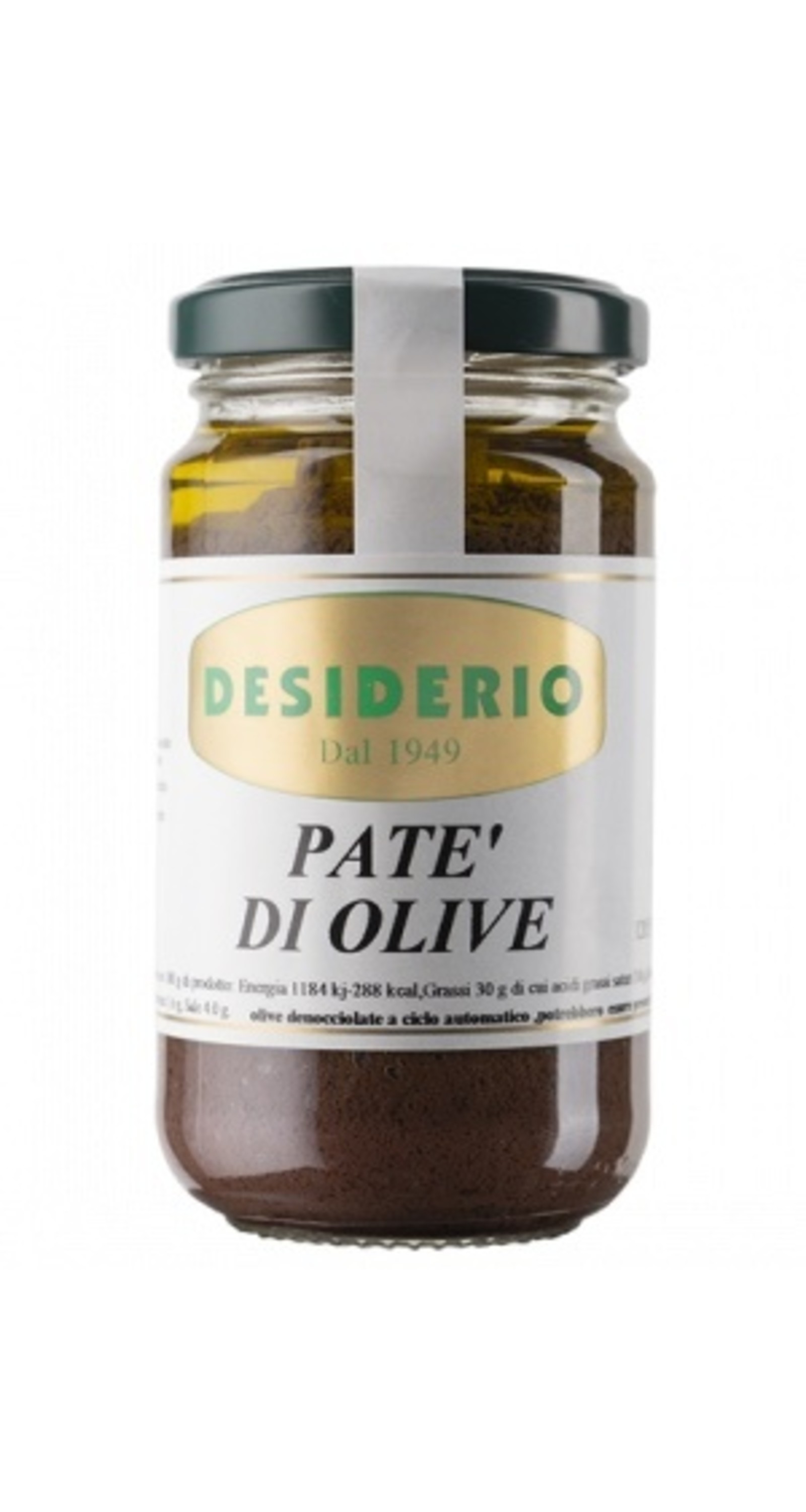 Desiderio, originele Italiaanse producten. Olijfpate in glazen pot met een inhoud van 180 gr