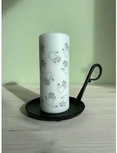 Rustik Lys Rustik Lys - Stompkaars zwart wit High five by Kimmi - 6x15cm