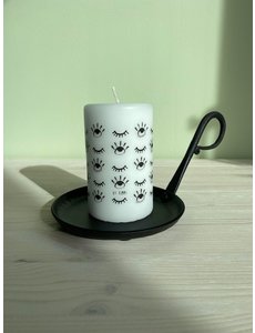 Rustik Lys Rustik Lys - Pillar candle black and white Eyes by Kimmi - 6x10cm