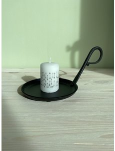 Rustik Lys Rustik Lys - Stompkaars zwart wit Arrow by Kimmi - 4x6cm