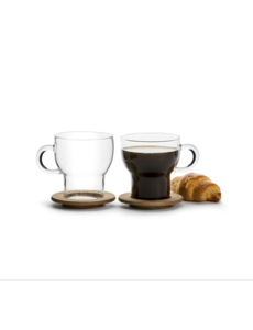 Sagaform Sagaform - Nature - 2 pieces heat-resistant glass mug with an oak coaster