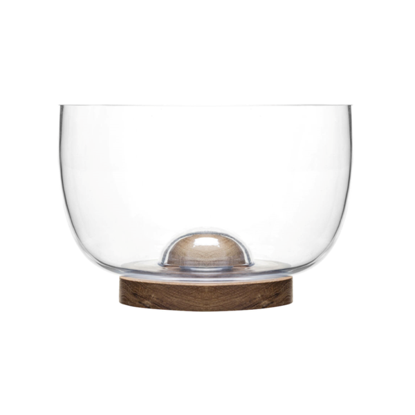 Sagaform Sagaform - Nature - Glass serving bowl - Large, with removable oak bottom