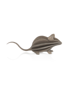 LOVI Lovi Muis 15 cm Grijs Berkenhout