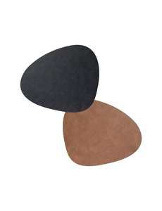 LIND DNA LIND DNA set van 2 Curve Placemats Dubbelzijdig Leer - CLOUD Bruin en CLOUD Zwart