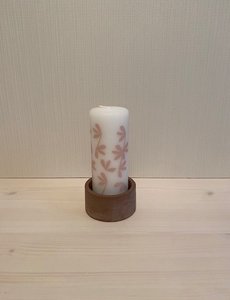 Rustik Lys Rustik Lys - Pillar Candle Lucky Leaves White by Kimmi - 6x15cm