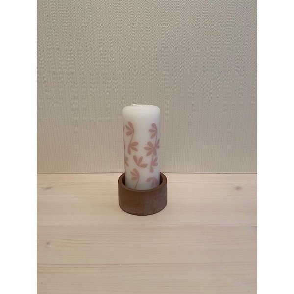 Rustik Lys Rustik Lys - Pillar Candle Lucky Leaves White by Kimmi - 6x15cm