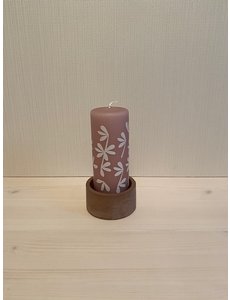 Rustik Lys Rustik Lys - Stompkaars Lucky Leaves Oud Roze by Kimmi - 6x15cm