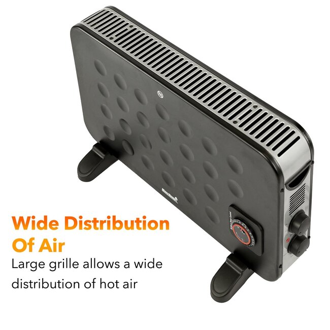 Quality Heating Calefactor eléctrico convector Turbo 2000W pared e independiente con temporizador y potencia regulable