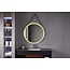 Bella Mirror Espejo redondo 80 cm con marco negro cinturón de moda, iluminación LED empotrada y antivaho