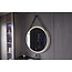 Bella Mirror Espejo redondo 80 cm con marco negro cinturón de moda, iluminación LED empotrada y antivaho